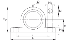 直立式軸承座單元 RASEY40-TV-VA, 塑料軸承座，內(nèi)圈帶平頭螺釘?shù)耐馇蛎媲蜉S承，耐腐蝕設計，R密封