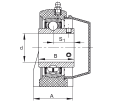 直立式軸承座單元 RASEY40-TV-VA, 塑料軸承座，內(nèi)圈帶平頭螺釘?shù)耐馇蛎媲蜉S承，耐腐蝕設計，R密封