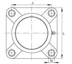 軸承座單元 PCJ40-TV-FA125.5, 四孔塑料軸承座，帶偏心鎖圈的外球面球軸承，帶 Corrotect? 涂層，P型密封