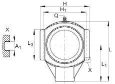 吊裝式軸承座單元 PTUE40-TV-FA125.5, 塑料軸承座，帶偏心鎖圈的外球面球軸承，帶 Corrotect? 涂層，P型密封