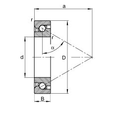 推力角接觸球軸承 7602012-TVP, 單向，接觸角 α = 60°，限制公差