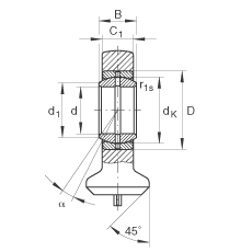 液壓桿端軸承 GK45-DO, 根據(jù) DIN ISO 12 240 標(biāo)準(zhǔn)，帶焊接面，需維護(hù)