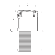 沖壓外圈滾柱離合器 HFL0806-KF-R, 滑動或滾動軸承布置，塑料彈簧，外圈滾花
