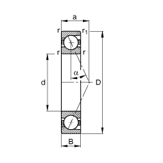 主軸軸承 B7026-E-T-P4S, 調(diào)節(jié)，成對或單元安裝，接觸角 α = 25°，限制公差