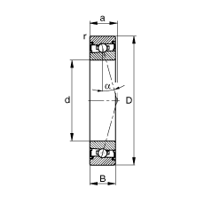 主軸軸承 HSS71921-C-T-P4S, 調節(jié)，成對安裝，接觸角 α = 15°，兩側唇密封，非接觸，加嚴公差