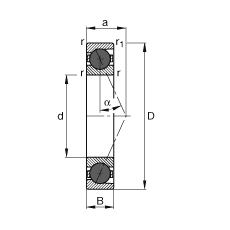 主軸軸承 HCB7001-E-T-P4S, 調(diào)節(jié)，成對或單元安裝，接觸角 α = 25°，陶瓷球，限制公差