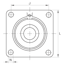 軸承座單元 PCCJ35, 帶四個螺栓孔的法蘭的軸承座單元，鑄鐵，雙列角接觸球軸承，P 型密封