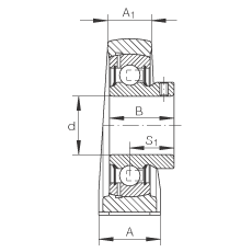直立式軸承座單元 PSHEY17, 鑄鐵軸承座，內(nèi)圈帶平頭螺釘?shù)耐馇蛎媲蜉S承，P 型密封