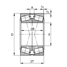 圓錐滾子軸承 32238-A-N11CA, 根據(jù) DIN ISO 355 / DIN 720 標(biāo)準(zhǔn)的主要尺寸，可分離，X型成對布置，有軸向內(nèi)部游隙
