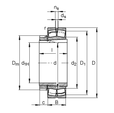調心滾子軸承 22232-E1-K + H3132, 根據 DIN 635-2 標準的主要尺寸, 帶錐孔和緊定套